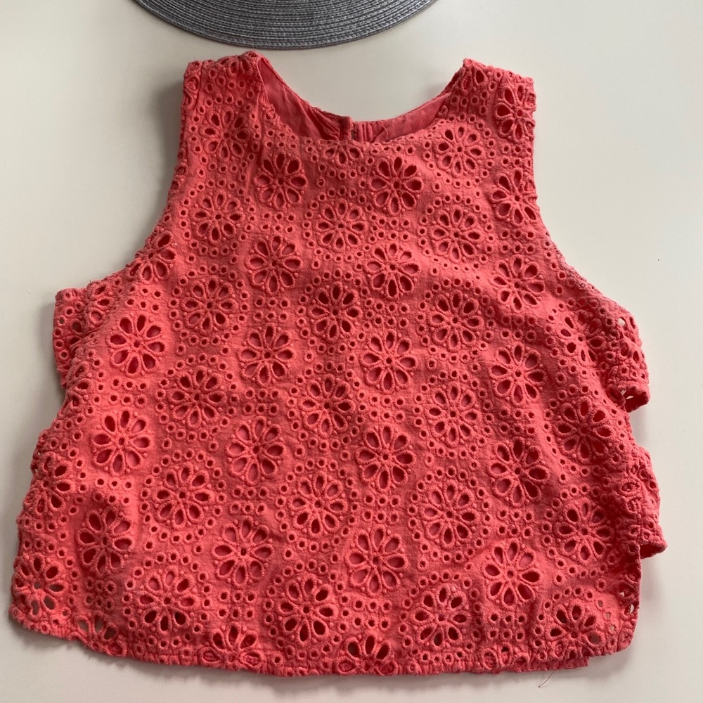 Abercrombie Cropped Cut-Out Tank Coral
